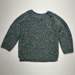 Zara Baby Blue and Green Knit Sweater Boys 18-24 month shoulder buttons